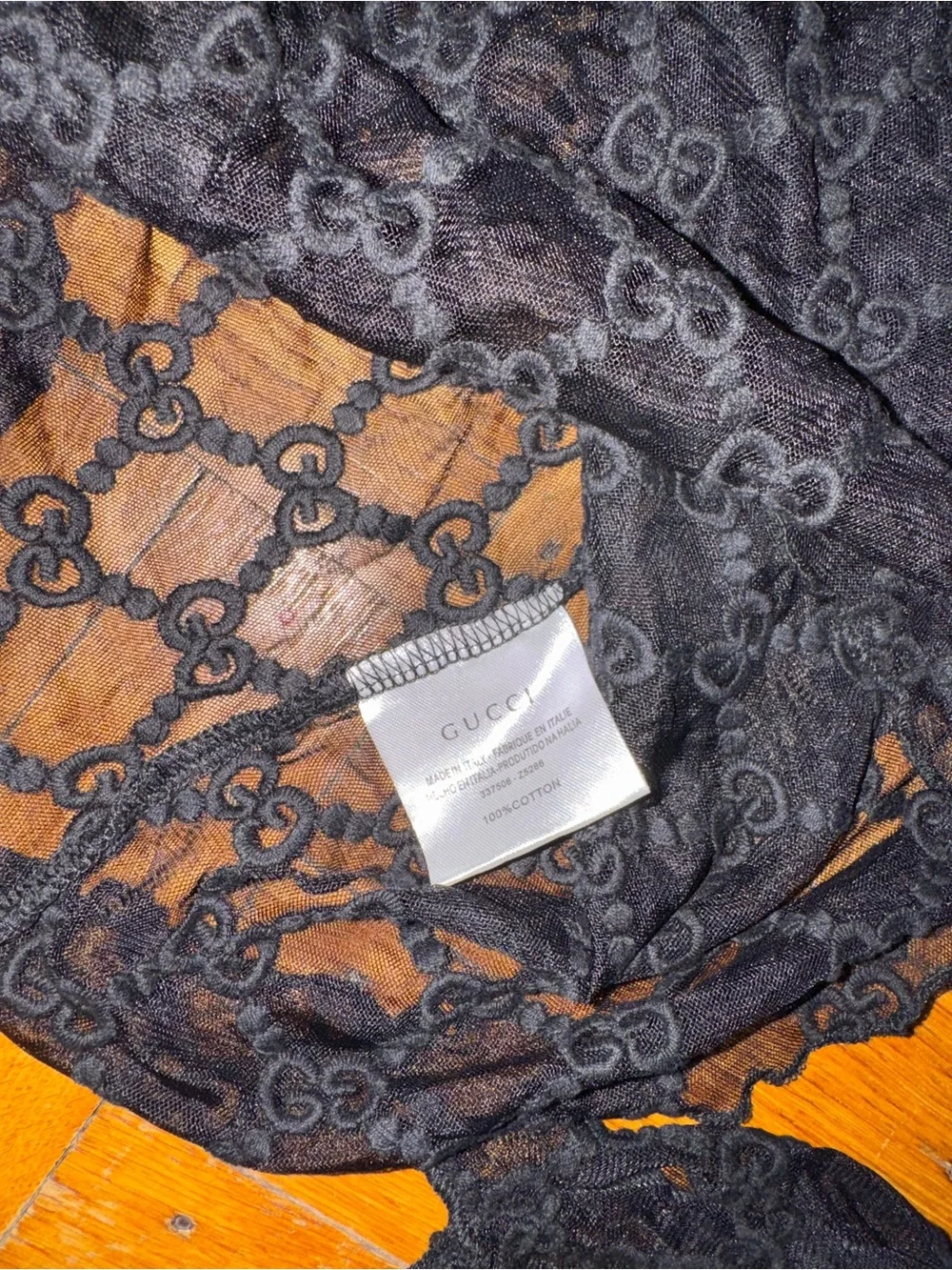 Gucci Black Long-Sleeve Lace Mesh Top - Picture 7 of 12